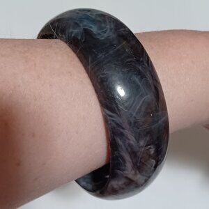 Gray Plastic Bangle Bracelet Faux Marble
